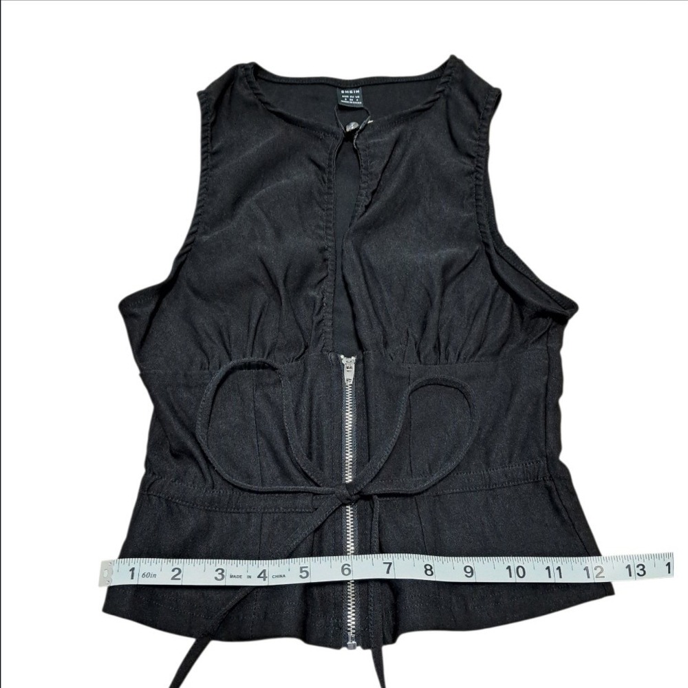 SHEIN Black Sleeveless Zipper Front Corset Style Top Women's Size Small - Picture 4 of 7